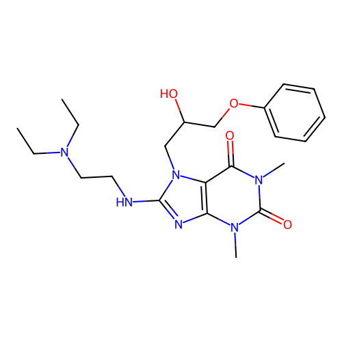 8-((2-(diethylamino)ethyl)amino)-7-(2-hydroxy-3-phenoxypropyl)-1,3-dimethyl-1H-purine-2,6(3H,7H)-dione structure