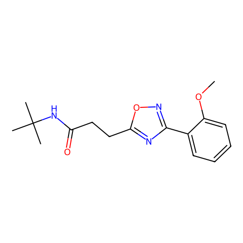 N-tert-butyl-3-[3-(2-methoxyphenyl)-1,2,4-oxadiazol-5-yl]propanamide structure
