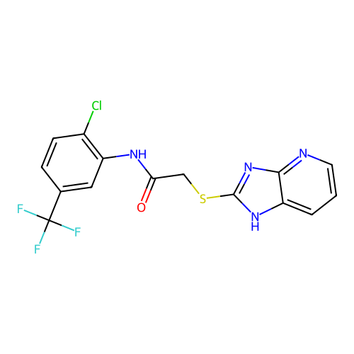 N-[2-chloro-5-(trifluoromethyl)phenyl]-2-(1H-imidazo[4,5-b]pyridin-2-ylsulfanyl)acetamide structure