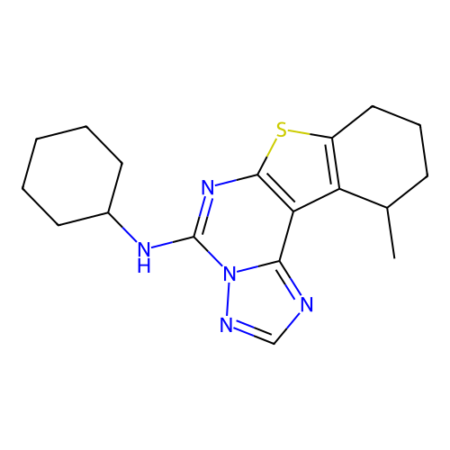 N-cyclohexyl-11-methyl-8,9,10,11-tetrahydro[1]benzothieno[3,2-e][1,2,4]triazolo[1,5-c]pyrimidin-5-amine structure