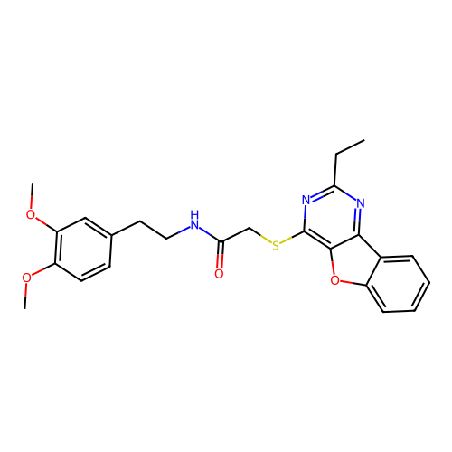 N-(3,4-dimethoxyphenethyl)-2-((2-ethylbenzofuro[3,2-d]pyrimidin-4-yl)thio)acetamide structure