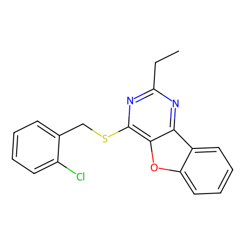4-[(2-Chlorobenzyl)sulfanyl]-2-ethyl[1]benzofuro[3,2-d]pyrimidine structure