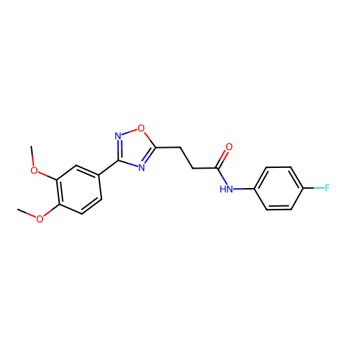 3-[3-(3,4-dimethoxyphenyl)-1,2,4-oxadiazol-5-yl]-N-(4-fluorophenyl)propanamide structure