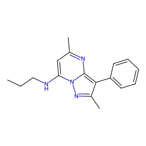2,5-dimethyl-3-phenyl-N-propylpyrazolo[1,5-a]pyrimidin-7-amine structure