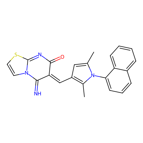 (6Z)-6-[(2,5-dimethyl-1-naphthalen-1-ylpyrrol-3-yl)methylidene]-5-imino-[1,3]thiazolo[3,2-a]pyrimidin-7-one structure