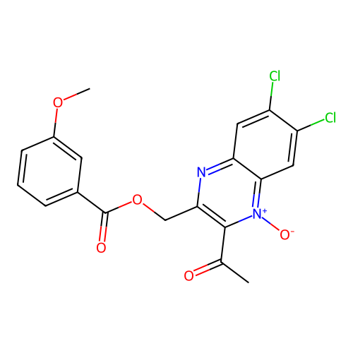 (3-Acetyl-6,7-dichloro-4-oxidoquinoxalin-2-yl)methyl 3-methoxybenzoate structure