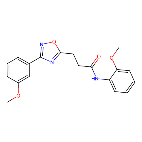 N-(2-methoxyphenyl)-3-[3-(3-methoxyphenyl)-1,2,4-oxadiazol-5-yl]propanamide structure