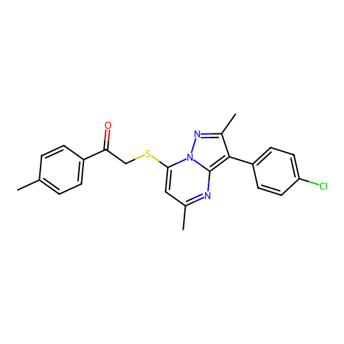 2-{[3-(4-chlorophenyl)-2,5-dimethylpyrazolo[1,5-a]pyrimidin-7-yl]sulfanyl}-1-(4-methylphenyl)ethanone structure