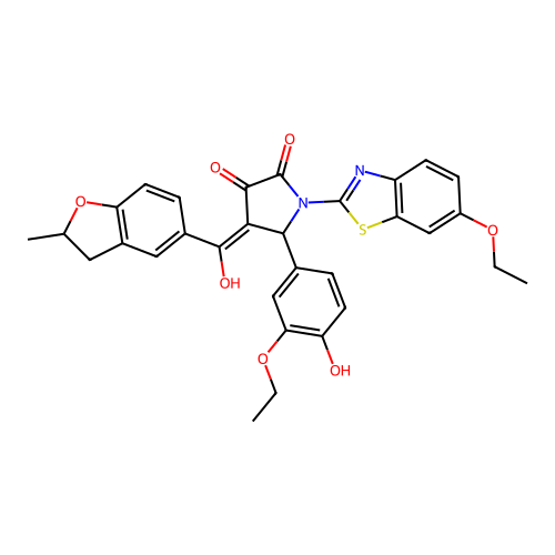 (4E)-1-(6-ethoxy-1,3-benzothiazol-2-yl)-5-(3-ethoxy-4-hydroxyphenyl)-4-[hydroxy(2-methyl-2,3-dihydro-1-benzofuran-5-yl)methylidene]pyrrolidine-2,3-dione structure