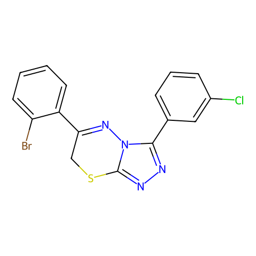 6-(2-bromophenyl)-3-(3-chlorophenyl)-7H-[1,2,4]triazolo[3,4-b][1,3,4]thiadiazine structure