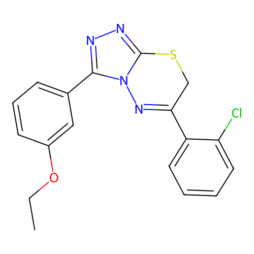 6-(2-chlorophenyl)-3-(3-ethoxyphenyl)-7H-[1,2,4]triazolo[3,4-b][1,3,4]thiadiazine structure