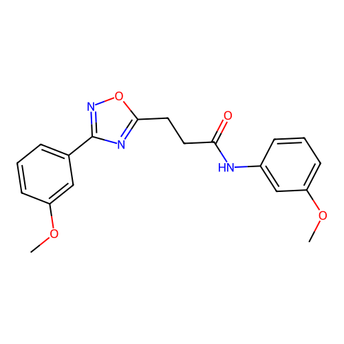 N-(3-methoxyphenyl)-3-[3-(3-methoxyphenyl)-1,2,4-oxadiazol-5-yl]propanamide structure