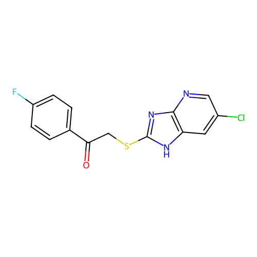 2-[(6-chloro-1H-imidazo[4,5-b]pyridin-2-yl)sulfanyl]-1-(4-fluorophenyl)ethanone structure