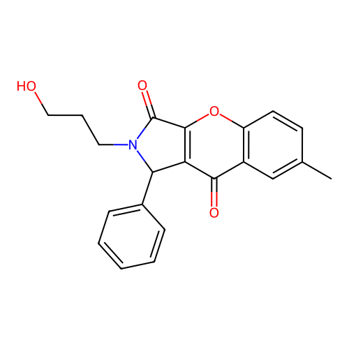 2-(3-hydroxypropyl)-7-methyl-1-phenyl-1,2-dihydrochromeno[2,3-c]pyrrole-3,9-dione structure
