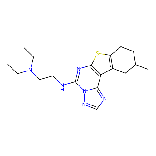 N,N-diethyl-N'-(10-methyl-8,9,10,11-tetrahydro[1]benzothieno[3,2-e][1,2,4]triazolo[1,5-c]pyrimidin-5-yl)ethane-1,2-diamine structure