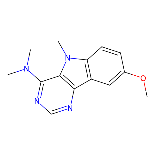 8-methoxy-N,N,5-trimethyl-5H-pyrimido[5,4-b]indol-4-amine structure