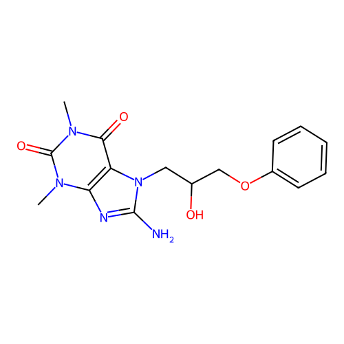 8-amino-7-(2-hydroxy-3-phenoxypropyl)-1,3-dimethyl-1H-purine-2,6(3H,7H)-dione structure
