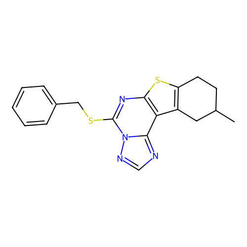 5-(benzylsulfanyl)-10-methyl-8,9,10,11-tetrahydro[1]benzothieno[3,2-e][1,2,4]triazolo[1,5-c]pyrimidine structure