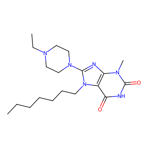 8-(4-ethylpiperazin-1-yl)-7-heptyl-3-methyl-1H-purine-2,6(3H,7H)-dione structure