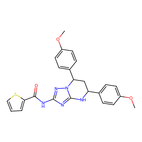 N-(5,7-bis(4-methoxyphenyl)-4,5,6,7-tetrahydro-[1,2,4]triazolo[1,5-a]pyrimidin-2-yl)thiophene-2-carboxamide structure