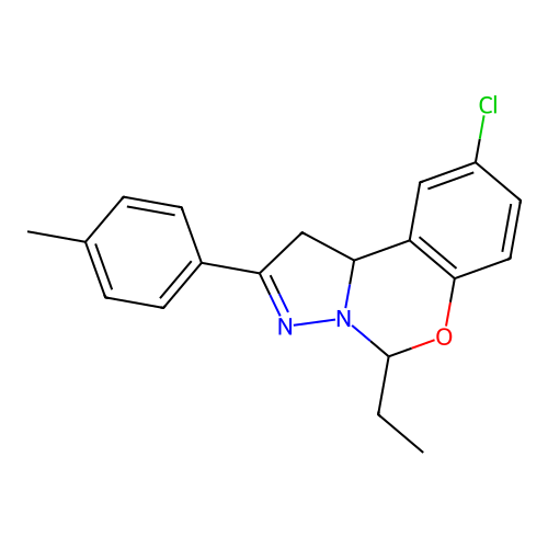 9-Chloro-5-ethyl-2-(4-methylphenyl)-1,10b-dihydropyrazolo[1,5-c][1,3]benzoxazine structure