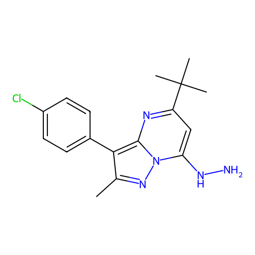 5-Tert-butyl-3-(4-chlorophenyl)-7-hydrazinyl-2-methylpyrazolo[1,5-a]pyrimidine structure