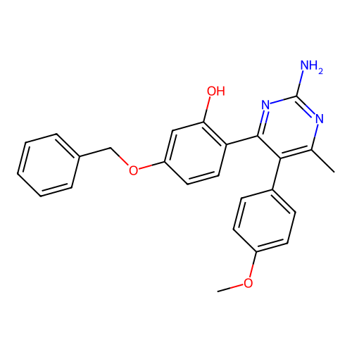 2-[2-Amino-5-(4-methoxyphenyl)-6-methylpyrimidin-4-yl]-5-(benzyloxy)phenol structure