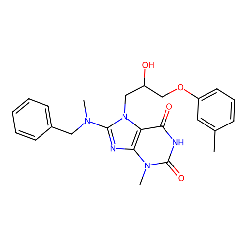 8-[benzyl(methyl)amino]-7-[2-hydroxy-3-(3-methylphenoxy)propyl]-3-methylpurine-2,6-dione structure
