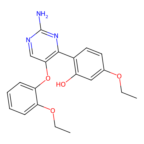 2-[2-Amino-5-(2-ethoxyphenoxy)pyrimidin-4-yl]-5-ethoxyphenol structure