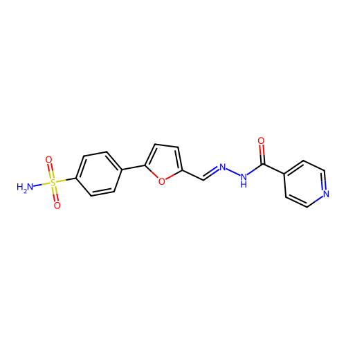 (E)-4-(5-((2-isonicotinoylhydrazono)methyl)furan-2-yl)benzenesulfonamide structure