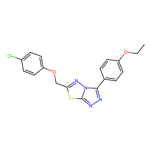6-((4-chlorophenoxy)methyl)-3-(4-ethoxyphenyl)-[1,2,4]triazolo[3,4-b][1,3,4]thiadiazole structure