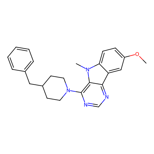 4-(4-benzylpiperidin-1-yl)-8-methoxy-5-methyl-5H-pyrimido[5,4-b]indole structure
