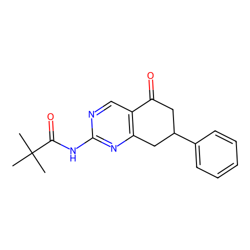 2,2-dimethyl-N-(5-oxo-7-phenyl-5,6,7,8-tetrahydroquinazolin-2-yl)propanamide structure
