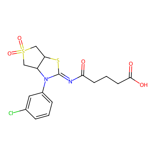 5-{[(2Z)-3-(3-chlorophenyl)-5,5-dioxidotetrahydrothieno[3,4-d][1,3]thiazol-2(3H)-ylidene]amino}-5-oxopentanoic acid structure