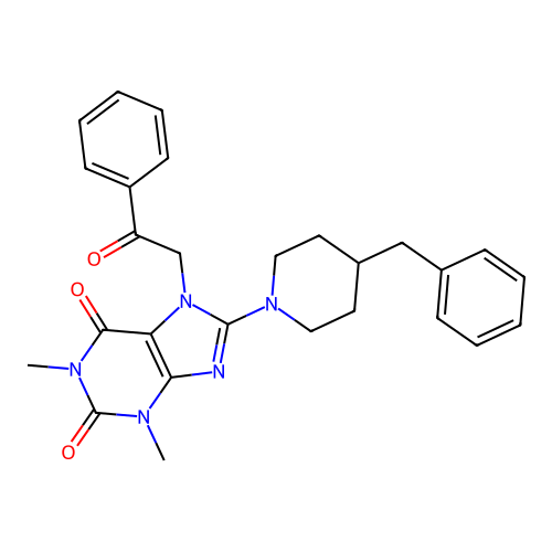 8-(4-Benzylpiperidin-1-yl)-1,3-dimethyl-7-phenacylpurine-2,6-dione structure