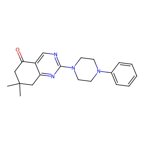 7,7-dimethyl-2-(4-phenylpiperazin-1-yl)-7,8-dihydroquinazolin-5(6H)-one structure