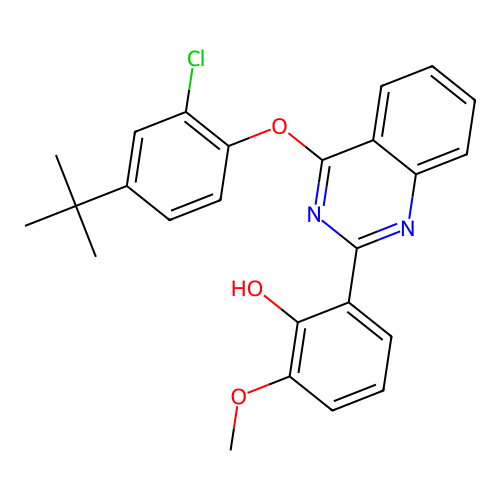 2-[4-(4-Tert-butyl-2-chlorophenoxy)quinazolin-2-yl]-6-methoxyphenol structure