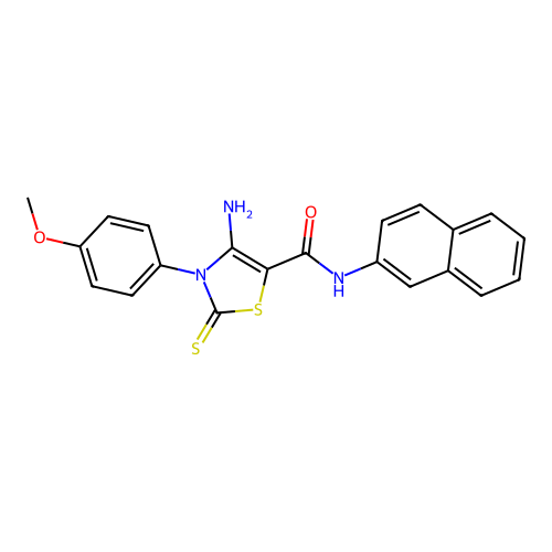 4-amino-3-(4-methoxyphenyl)-N-(naphthalen-2-yl)-2-thioxo-2,3-dihydro-1,3-thiazole-5-carboxamide structure