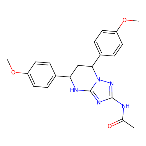 N-(5,7-bis(4-methoxyphenyl)-4,5,6,7-tetrahydro-[1,2,4]triazolo[1,5-a]pyrimidin-2-yl)acetamide structure