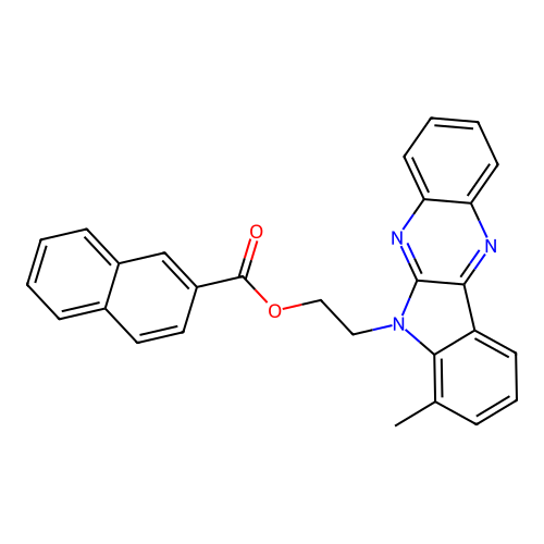 2-(7-methyl-6H-indolo[2,3-b]quinoxalin-6-yl)ethyl naphthalene-2-carboxylate structure