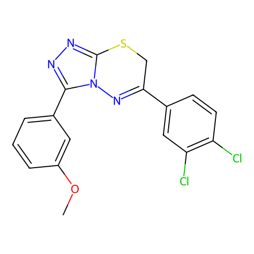 6-(3,4-dichlorophenyl)-3-(3-methoxyphenyl)-7H-[1,2,4]triazolo[3,4-b][1,3,4]thiadiazine structure