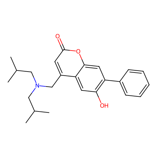 4-[(Diisobutylamino)-methyl]-6-hydroxy-7-phenyl-chromen-2-one structure