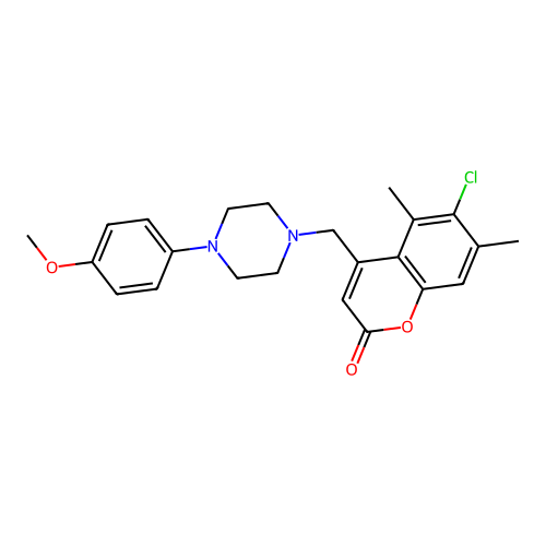 6-Chloro-4-[[4-(4-methoxyphenyl)piperazin-1-yl]methyl]-5,7-dimethylchromen-2-one structure