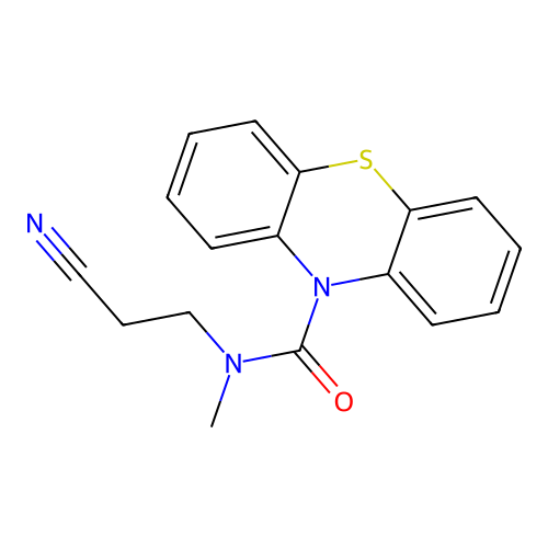 N-(2-cyanoethyl)-N-methyl-10H-phenothiazine-10-carboxamide structure