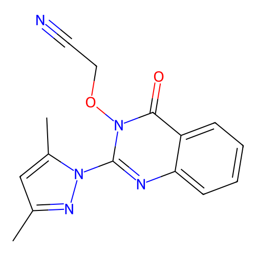 {[2-(3,5-dimethyl-1H-pyrazol-1-yl)-4-oxoquinazolin-3(4H)-yl]oxy}acetonitrile structure