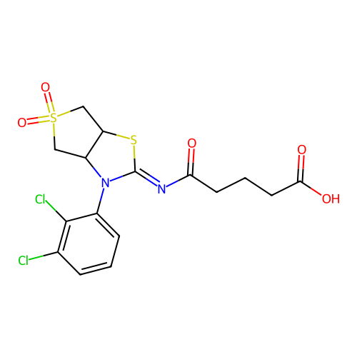 5-{[(2Z)-3-(2,3-dichlorophenyl)-5,5-dioxidotetrahydrothieno[3,4-d][1,3]thiazol-2(3H)-ylidene]amino}-5-oxopentanoic acid structure