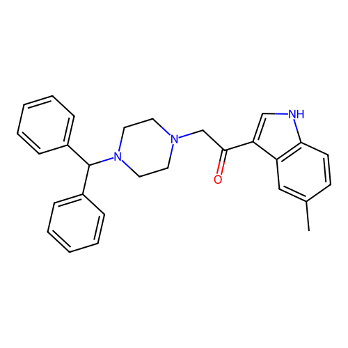 2-(4-benzhydrylpiperazin-1-yl)-1-(5-methyl-1H-indol-3-yl)ethanone structure