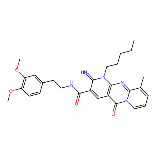 N-[2-(3,4-dimethoxyphenyl)ethyl]-2-imino-10-methyl-5-oxo-1-pentyl-1,5-dihydro-2H-dipyrido[1,2-a:2',3'-d]pyrimidine-3-carboxamide structure