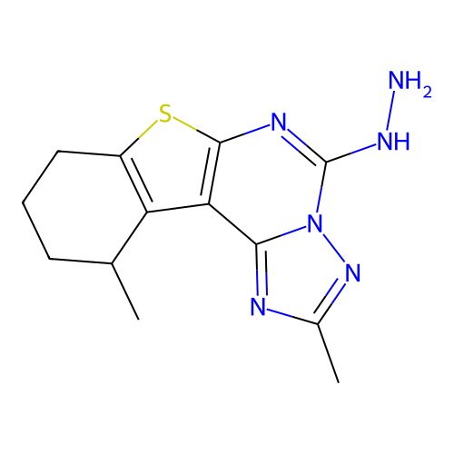 5-hydrazinyl-2,11-dimethyl-8,9,10,11-tetrahydro[1]benzothieno[3,2-e][1,2,4]triazolo[1,5-c]pyrimidine structure