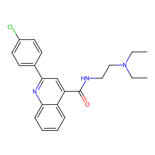 2-(4-chlorophenyl)-N-[2-(diethylamino)ethyl]-4-quinolinecarboxamide structure